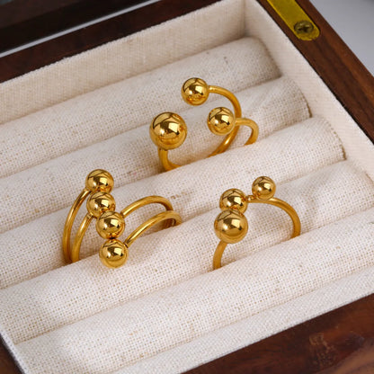 Retro Circle Ball Stainless Steel Polishing Plating 18k Gold Plated Rings