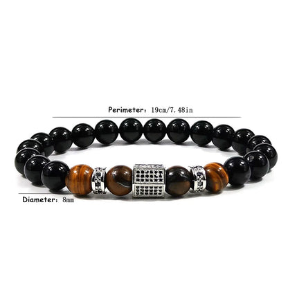 Retro Classic Style Color Block Alloy Natural Stone Tiger Eye Zircon Bracelets In Bulk