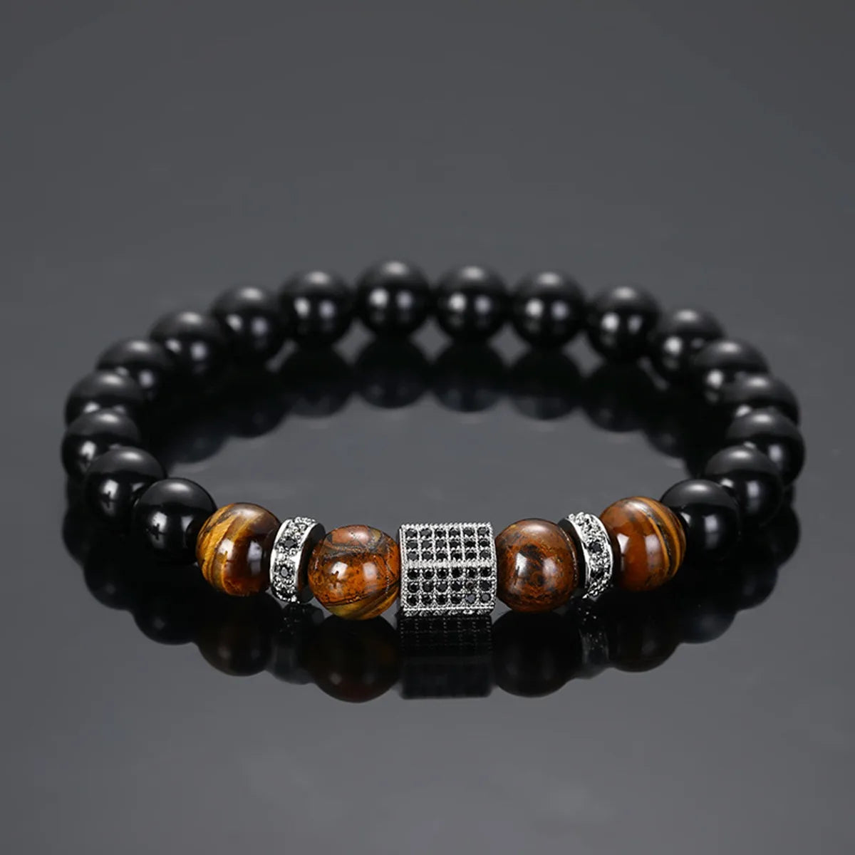 Retro Classic Style Color Block Alloy Natural Stone Tiger Eye Zircon Bracelets In Bulk