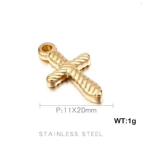 1 Piece Stainless Steel 18K Gold Plated Cross