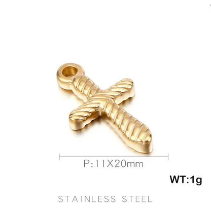 1 Piece Stainless Steel 18K Gold Plated Cross