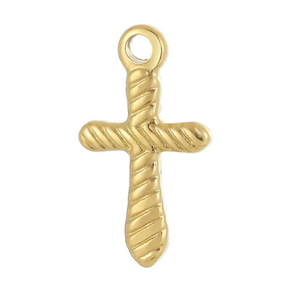 1 Piece Stainless Steel 18K Gold Plated Cross