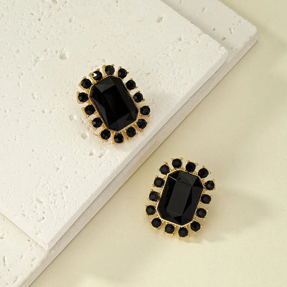 Retro Classic Style Commute Rectangle Alloy Plating Inlay Gem Zircon Women's Ear Studs