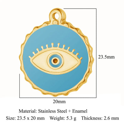 Retro Classic Style Devil'S Eye Titanium Steel Plating Inlay Zircon Charms