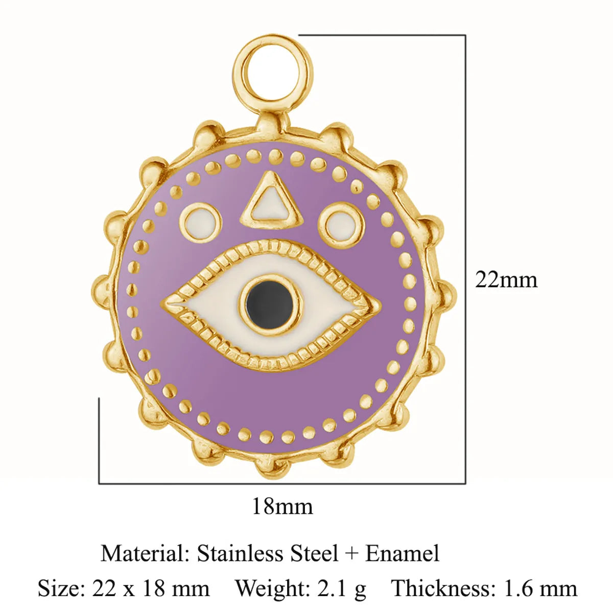 Retro Classic Style Devil'S Eye Titanium Steel Plating Inlay Zircon Charms