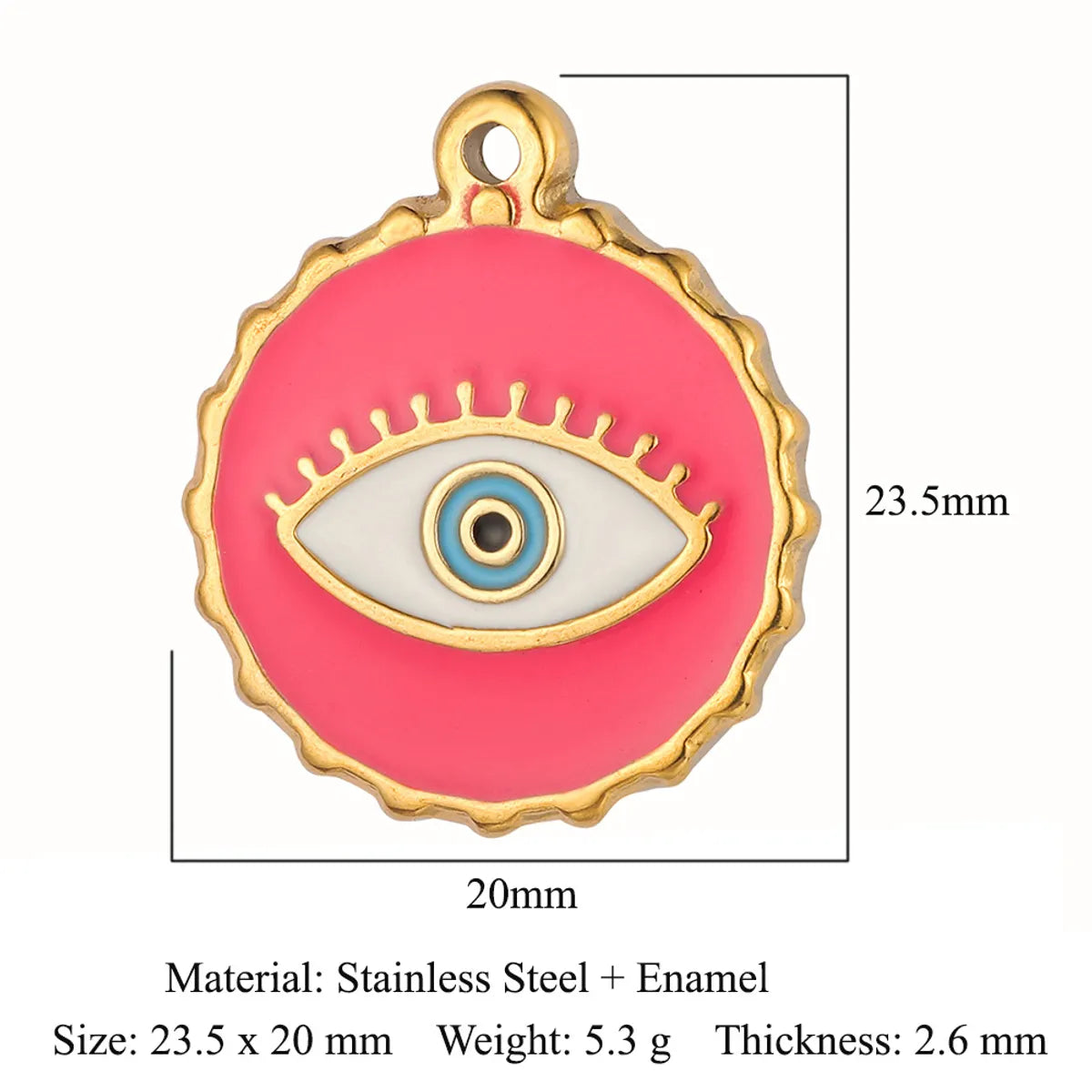 Retro Classic Style Devil'S Eye Titanium Steel Plating Inlay Zircon Charms