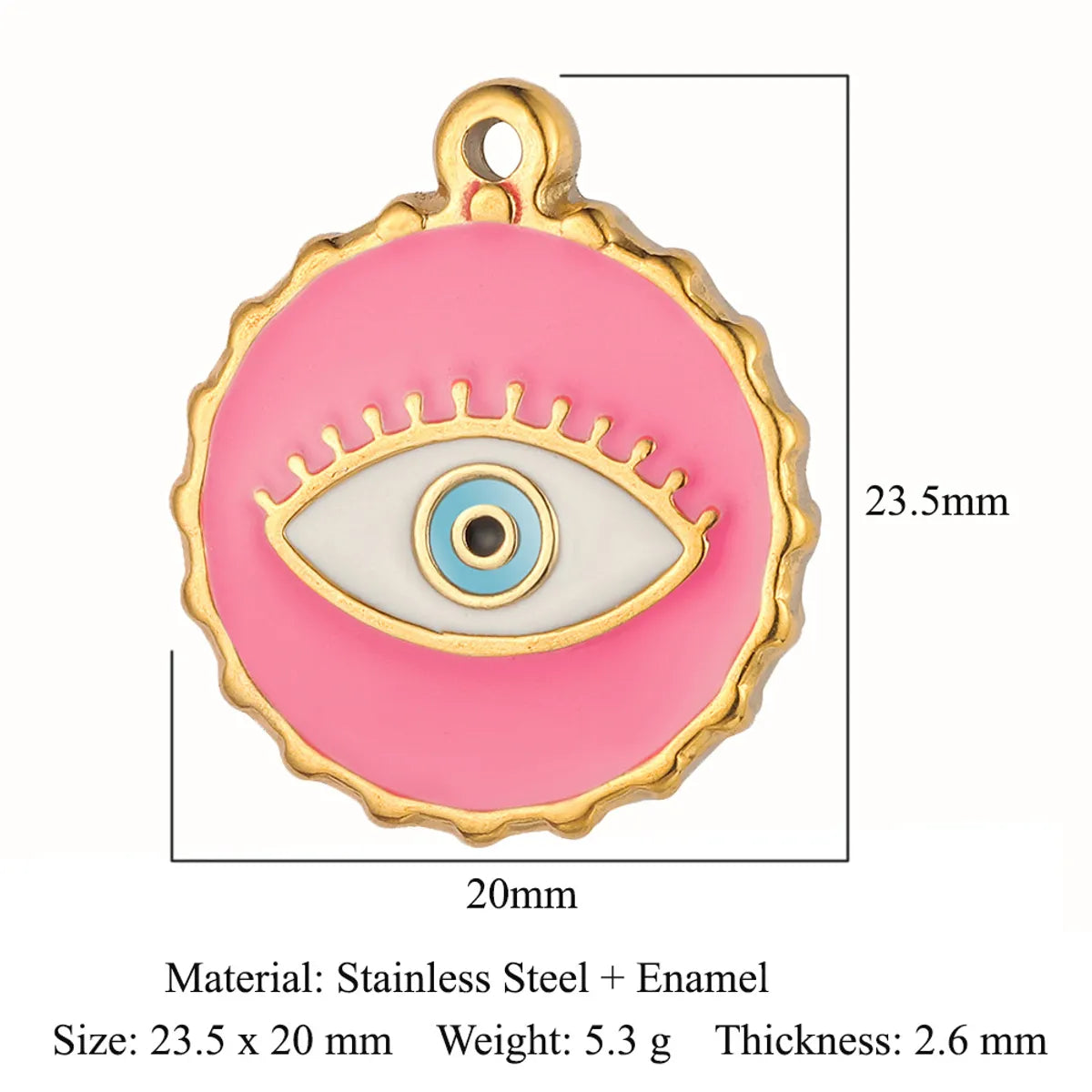 Retro Classic Style Devil'S Eye Titanium Steel Plating Inlay Zircon Charms