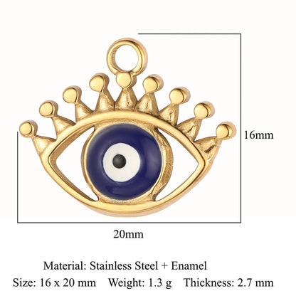 Retro Classic Style Devil'S Eye Titanium Steel Plating Inlay Zircon Charms