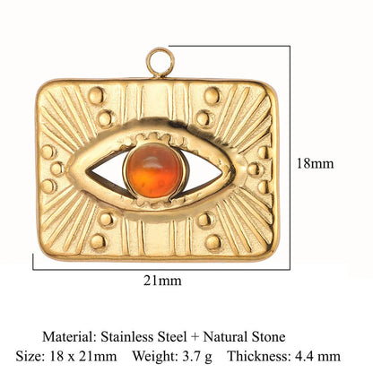 Retro Classic Style Devil'S Eye Titanium Steel Plating Inlay Zircon Charms