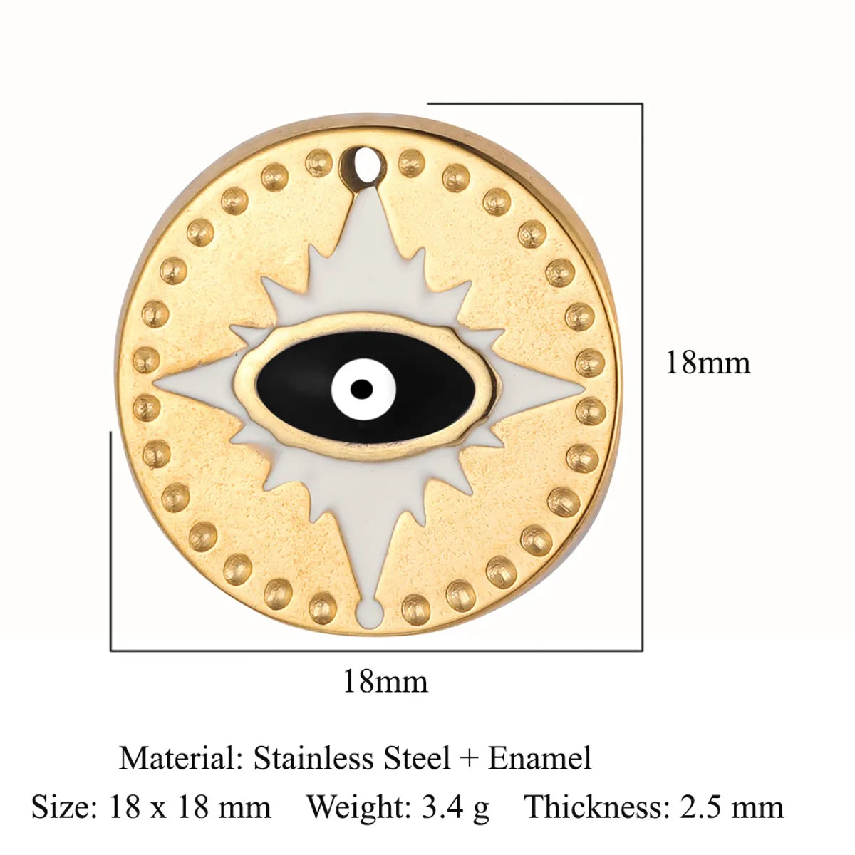 Retro Classic Style Devil'S Eye Titanium Steel Plating Inlay Zircon Charms