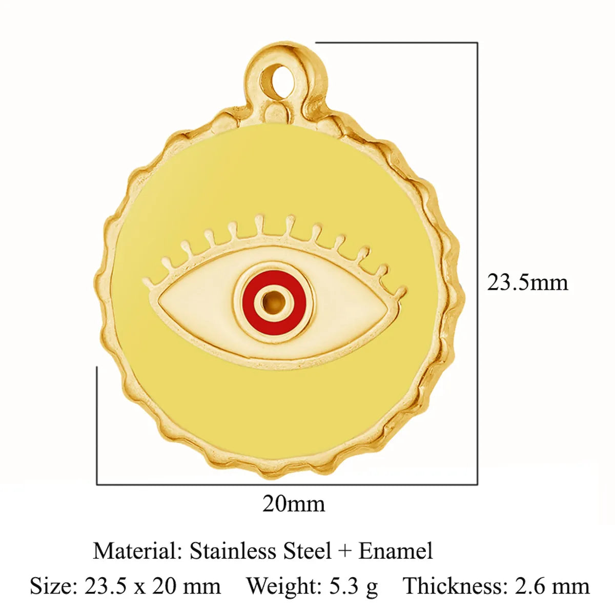 Retro Classic Style Devil'S Eye Titanium Steel Plating Inlay Zircon Charms