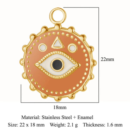 Retro Classic Style Devil'S Eye Titanium Steel Plating Inlay Zircon Charms