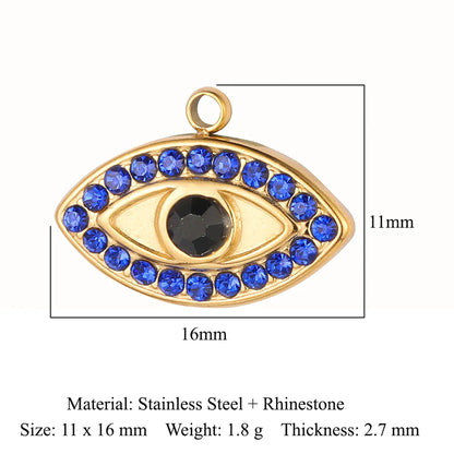 Retro Classic Style Devil'S Eye Titanium Steel Plating Inlay Zircon Charms