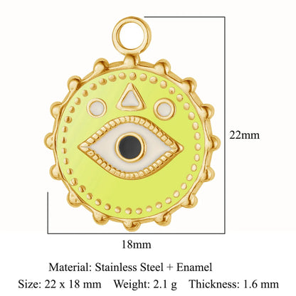 Retro Classic Style Devil'S Eye Titanium Steel Plating Inlay Zircon Charms