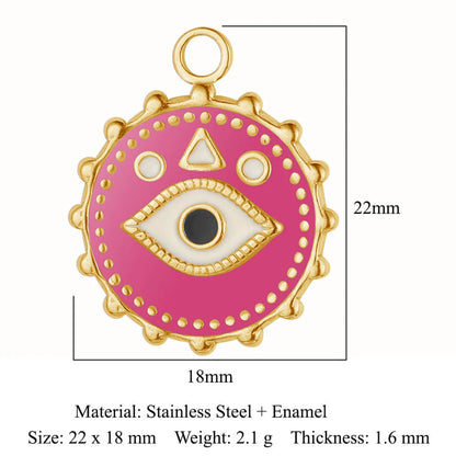 Retro Classic Style Devil'S Eye Titanium Steel Plating Inlay Zircon Charms