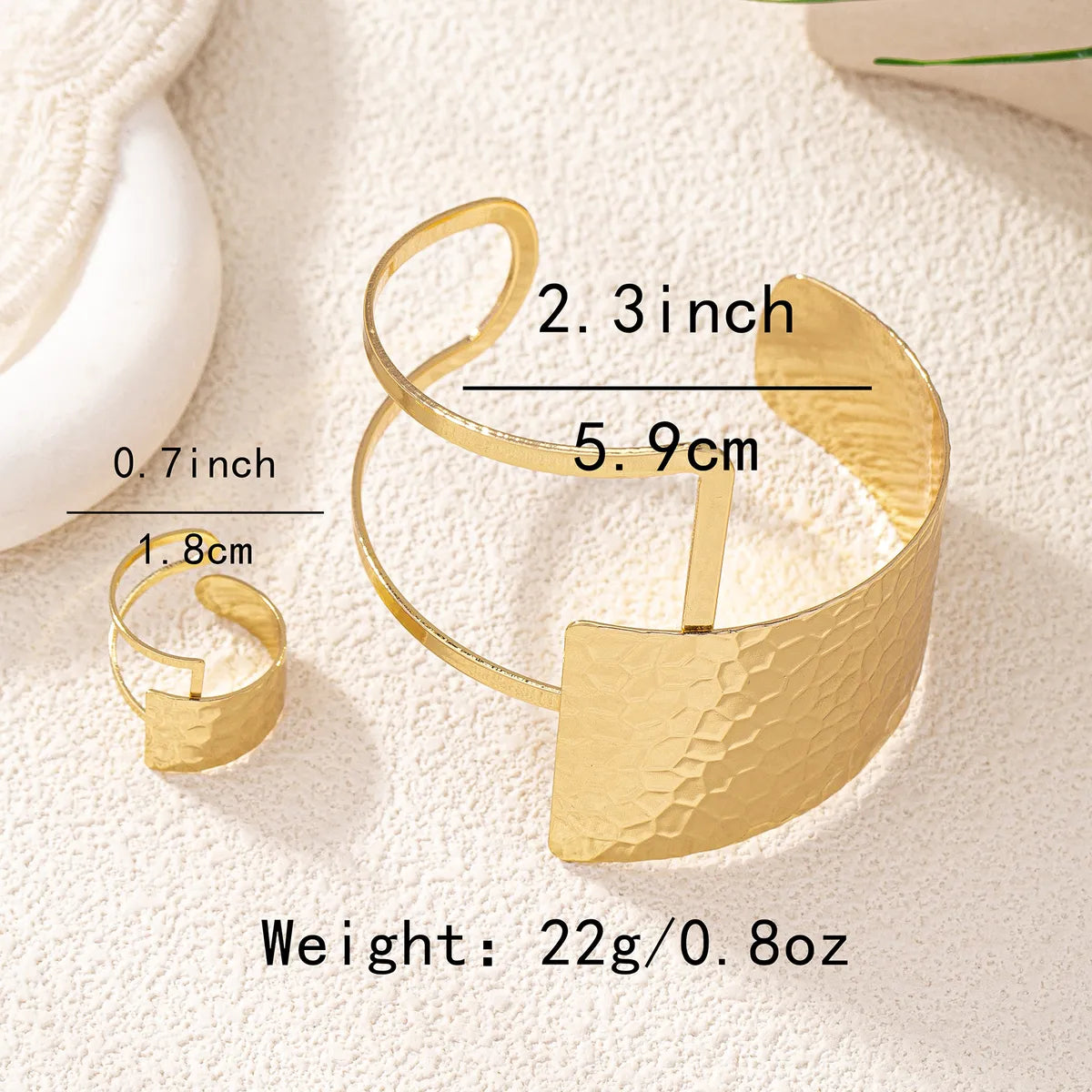 Retro Classic Style Geometric Lines Alloy Irregular 14K Gold Plated Women'S Rings Bangle Jewelry Set