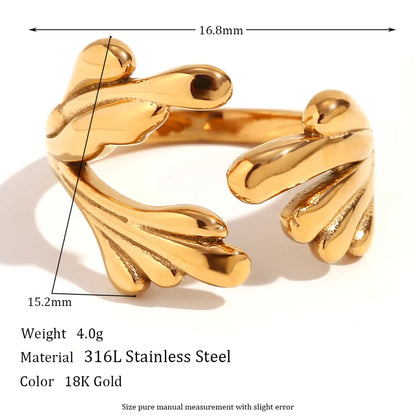 Retro Classic Style Roman Style Solid Color Stainless Steel Plating 18k Gold Plated Open Rings