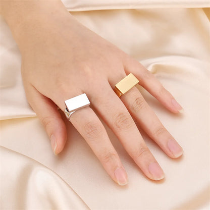 Retro Classic Style Solid Color Rectangle Stainless Steel Open Rings