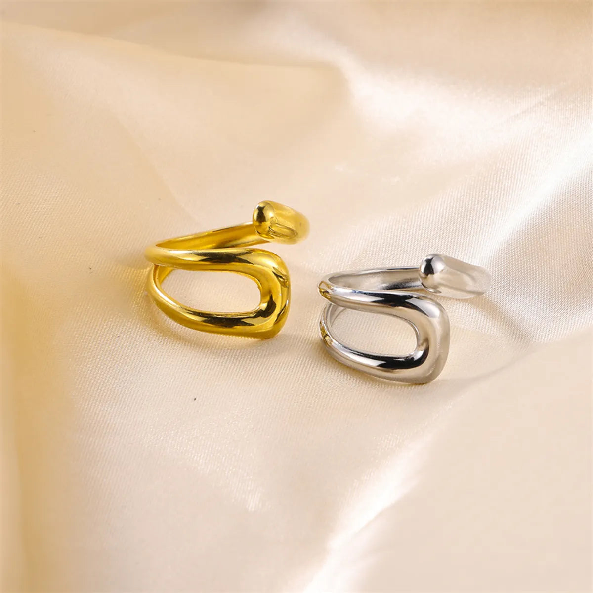 Retro Classic Style Solid Color Snake Stainless Steel Open Rings