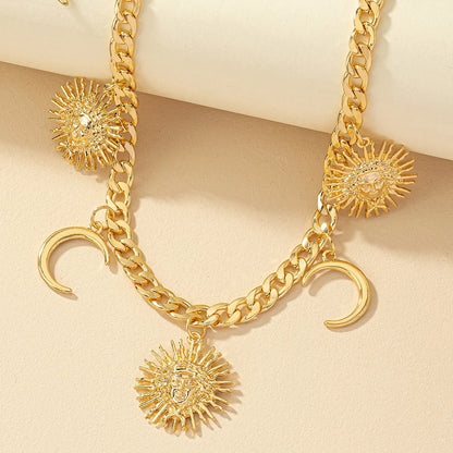 Retro Classic Style Sun Moon Alloy Zinc Alloy Wholesale Necklace