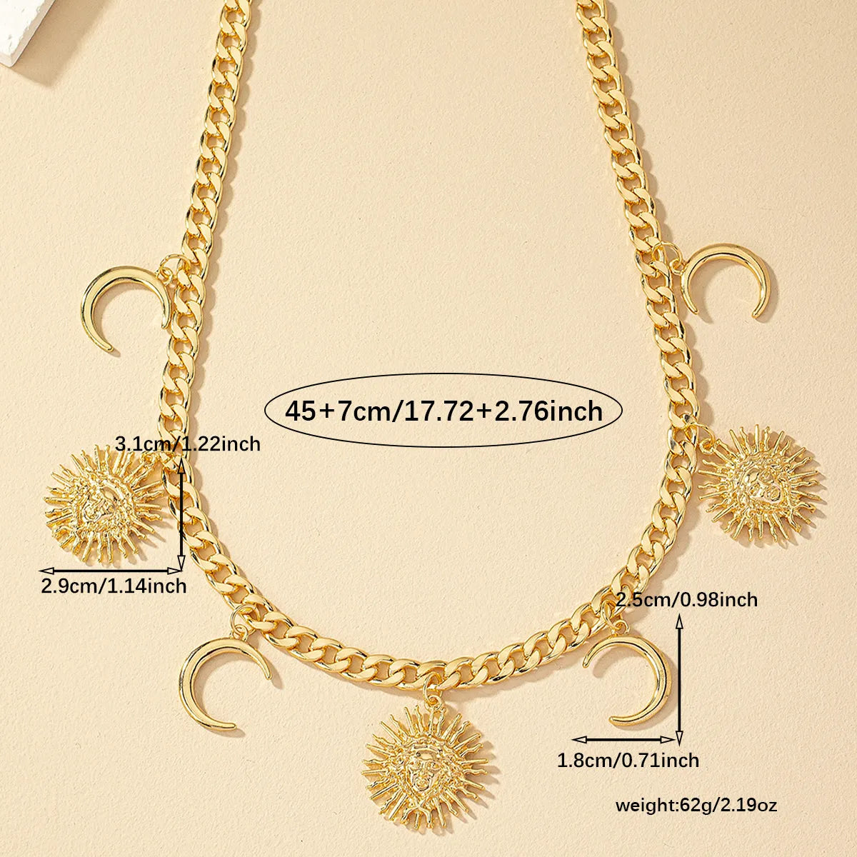 Retro Classic Style Sun Moon Alloy Zinc Alloy Wholesale Necklace