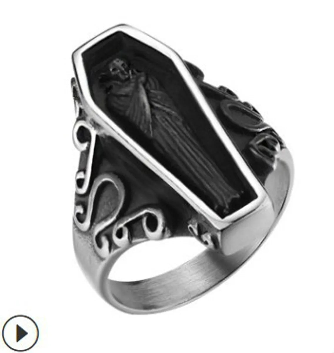 Retro Coffin Titanium Steel Enamel Unisex Rings