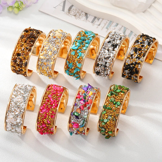 Retro Color Block Alloy Plating Natural Stone Women's Bangle 1 Piece