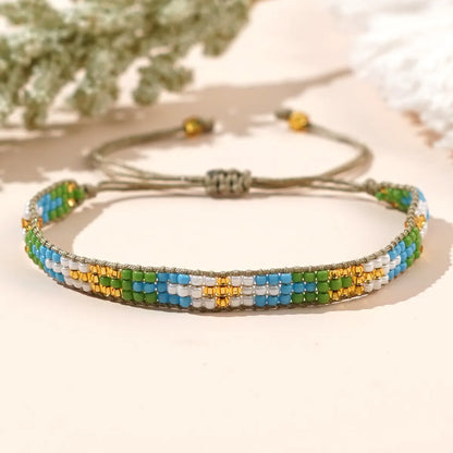 Retro Color Block Glass Glass Rope Wholesale Bracelets