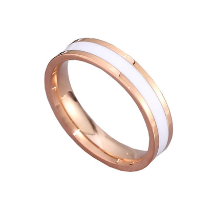 Retro Color Block Titanium Steel Epoxy Plating 18k Gold Plated Rings