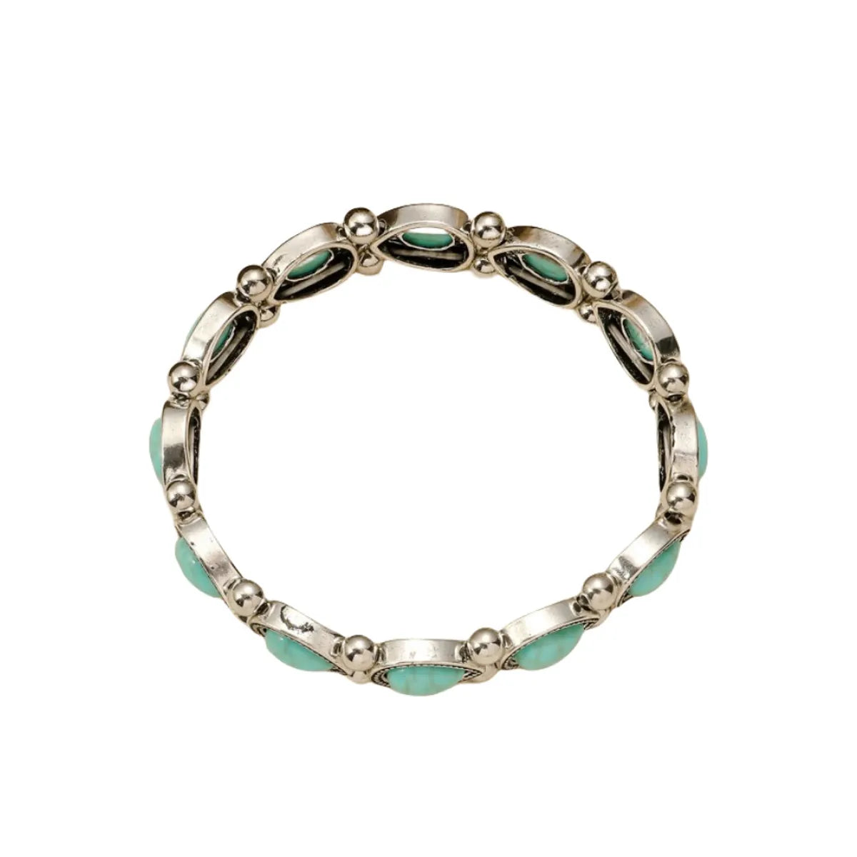 Retro Color Block Turquoise Alloy Wholesale Bangle