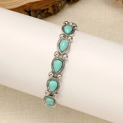 Retro Color Block Turquoise Alloy Wholesale Bangle