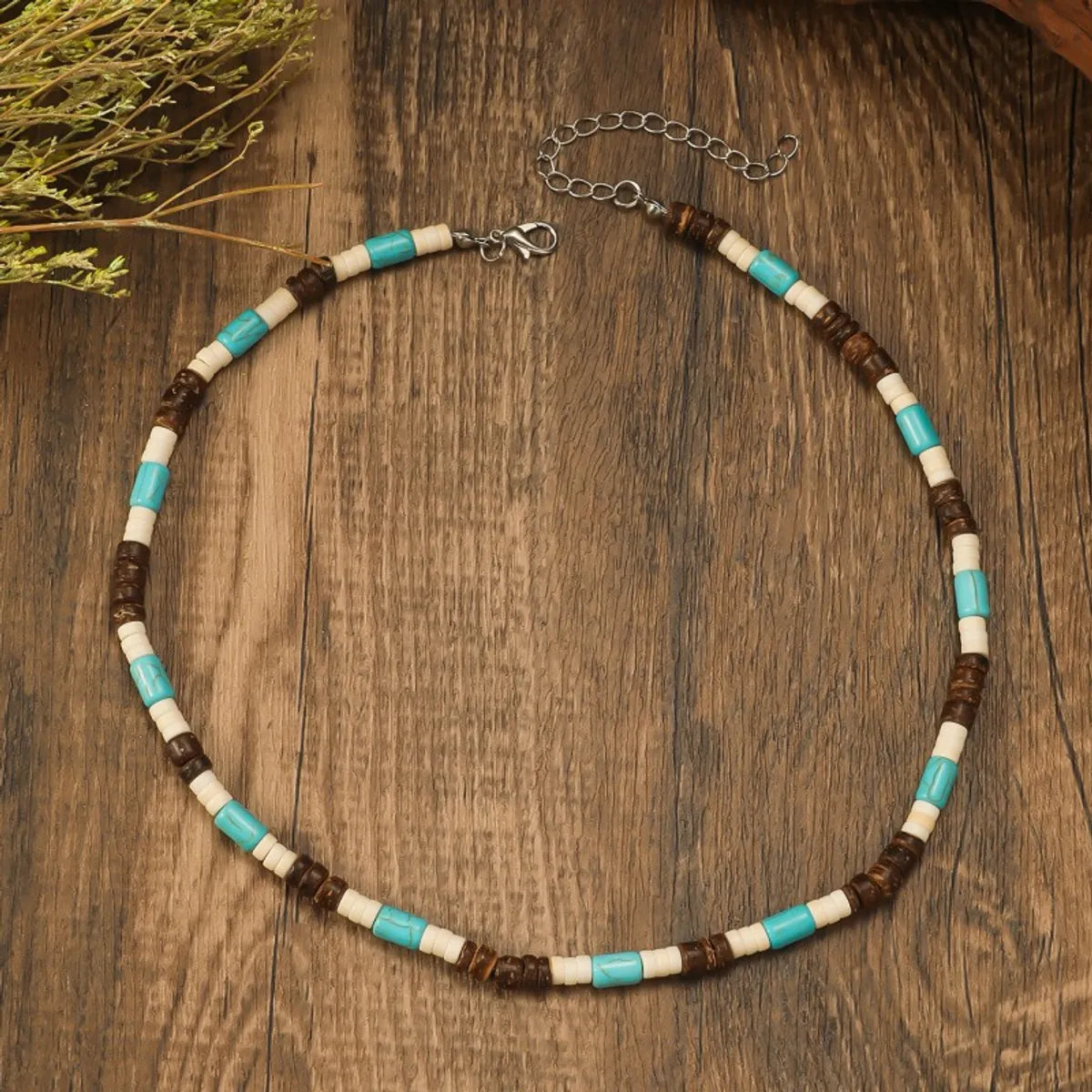 Retro Color Block Wood Beaded Women'S Necklace