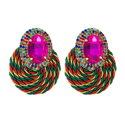 Fashion Geometric Diamond Alloy Artificial Gemstones Earrings