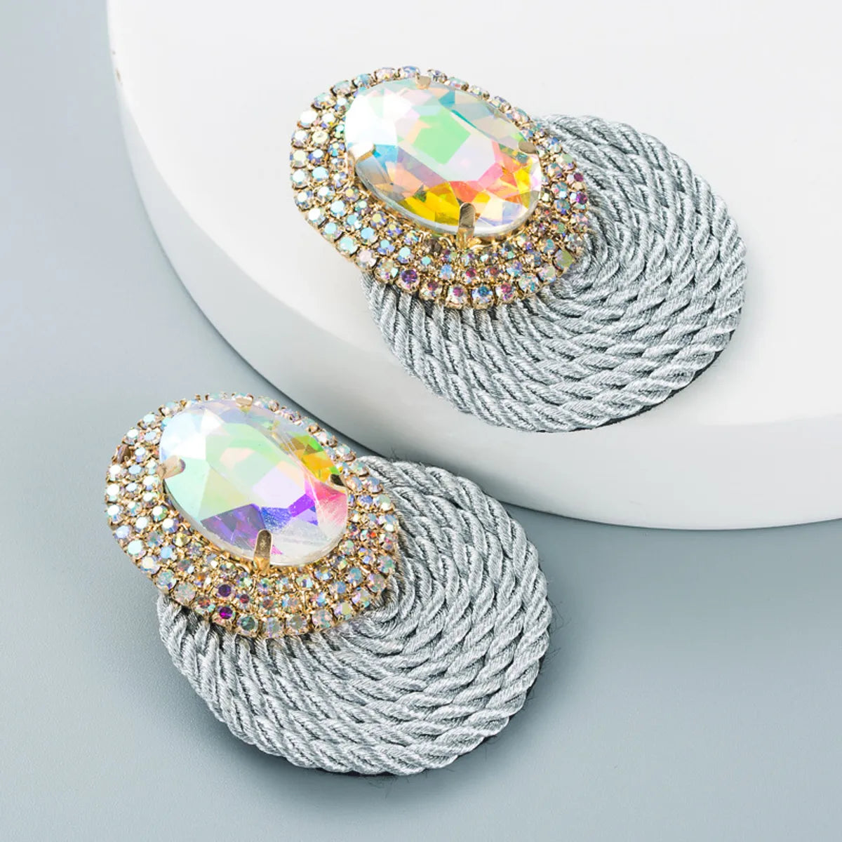 Fashion Geometric Diamond Alloy Artificial Gemstones Earrings