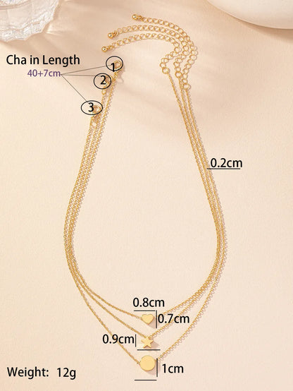 Retro Commute Pentagram Round Heart Shape Alloy Plating Gold Plated Women's Layered Necklaces