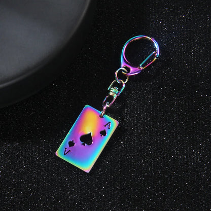 Retro Commute Poker 201 Stainless Steel Alloy Plating Bag Pendant Keychain