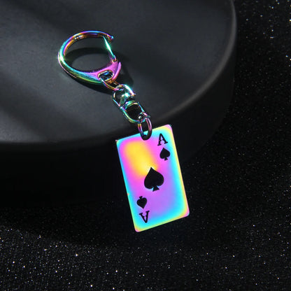 Retro Commute Poker 201 Stainless Steel Alloy Plating Bag Pendant Keychain