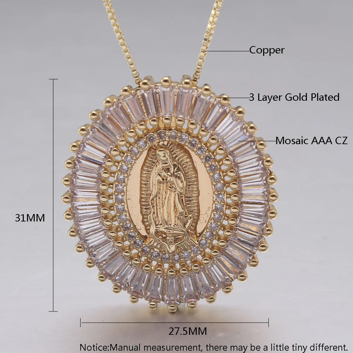 Retro Commute Portrait Copper Rose Gold Plated White Gold Plated Gold Plated Zircon Pendant Necklace In Bulk