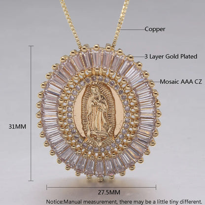 Retro Commute Portrait Copper Rose Gold Plated White Gold Plated Gold Plated Zircon Pendant Necklace In Bulk