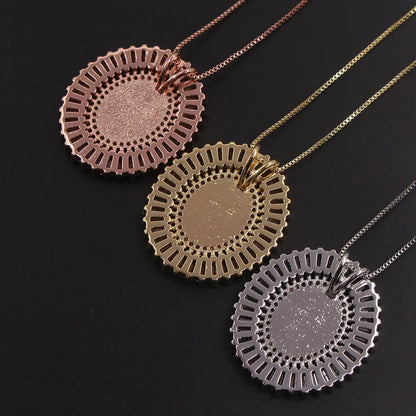 Retro Commute Portrait Copper Rose Gold Plated White Gold Plated Gold Plated Zircon Pendant Necklace In Bulk