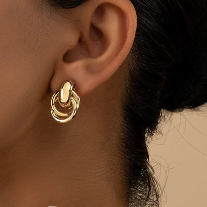 Retro Commute Round Solid Color Alloy Plating Women's Ear Studs