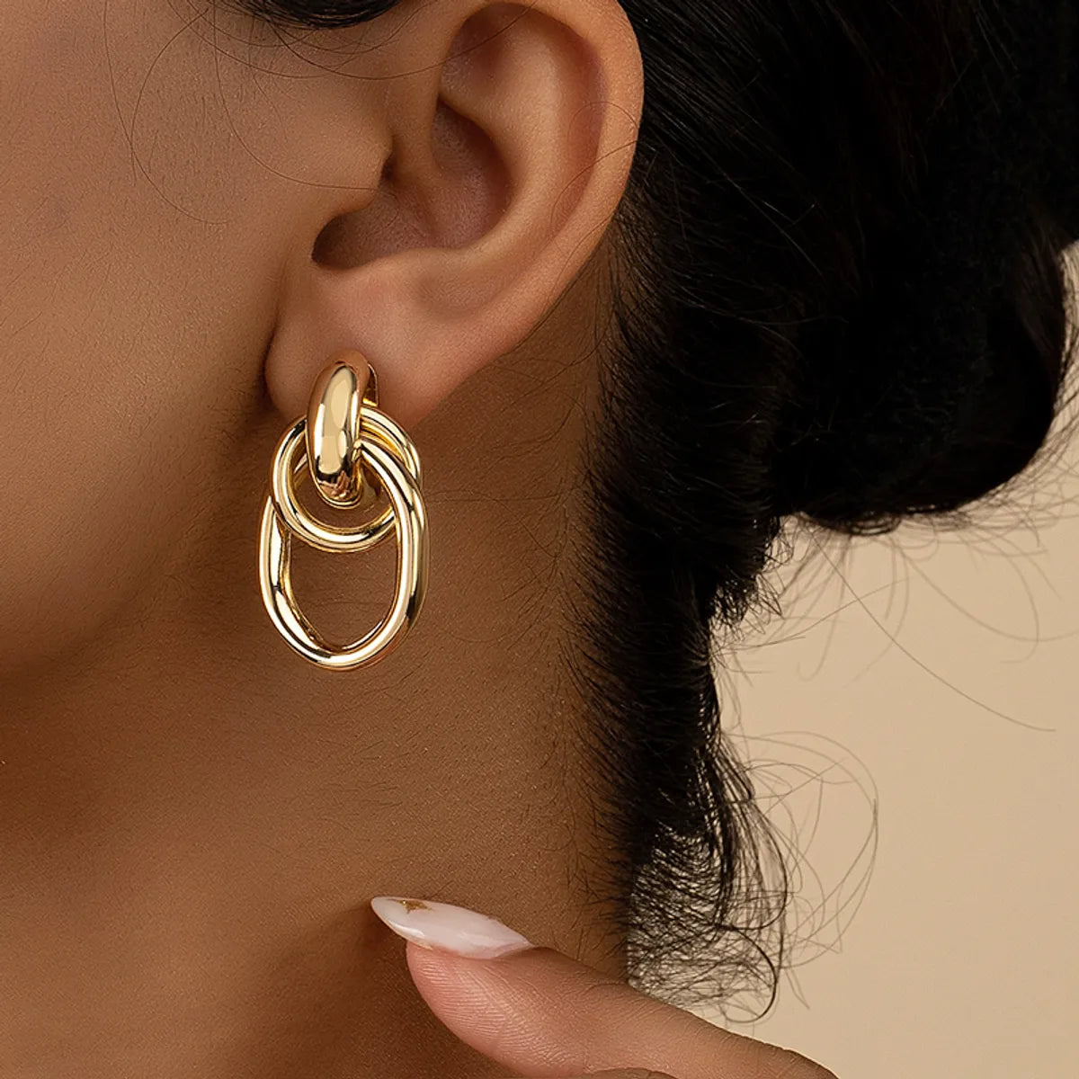 Retro Commute Round Solid Color Alloy Plating Women's Ear Studs