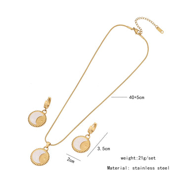 Retro Commute Round Stainless Steel Plating Earrings Necklace