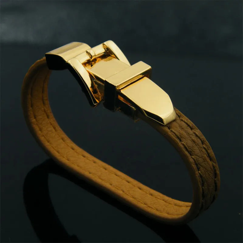 Pu Leather Copper Retro Commute Plating Solid Color Wristband