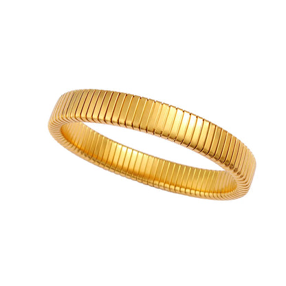 Retro Commute Stripe 304 Stainless Steel 18K Gold Plated Bangle In Bulk