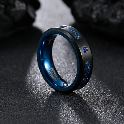 Retro Constellation 304 Stainless Steel Enamel Rhinestones Blue Plating Men'S Rings