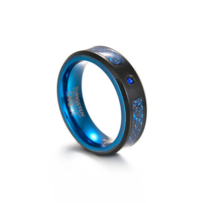 Retro Constellation 304 Stainless Steel Enamel Rhinestones Blue Plating Men'S Rings