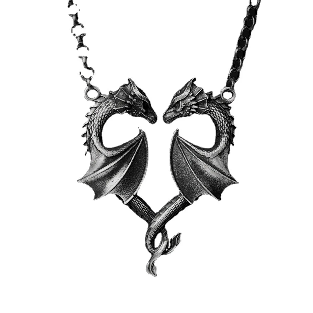 Retro Cool Style Heart Shape Dragon Alloy Plating Unisex Necklace