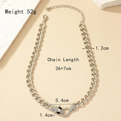 Retro Cool Style Snake Alloy Plating Inlay Artificial Rhinestones 14k Gold Plated Women'S Necklace