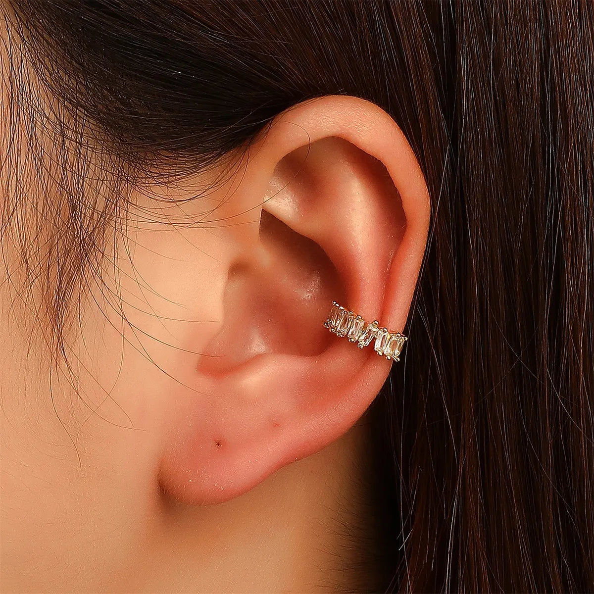 Wholesale Jewelry Simple Style C Shape Copper Zircon Earrings